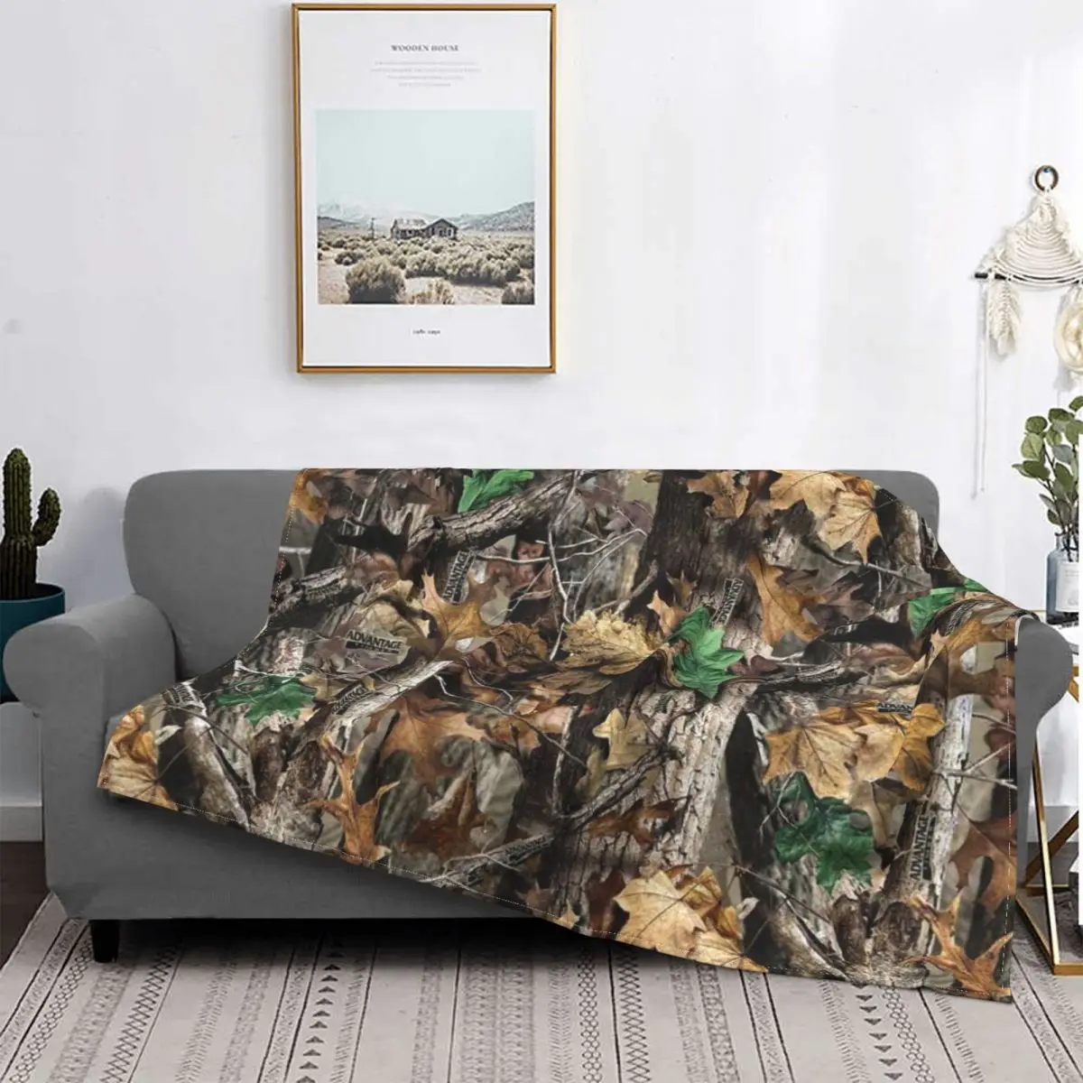 

Ultra-Soft Fleece Real Tree Camouflage Camo Throw Blanket Flannel Soldier Military Blankets for Bedding Travel Couch Bedspreads