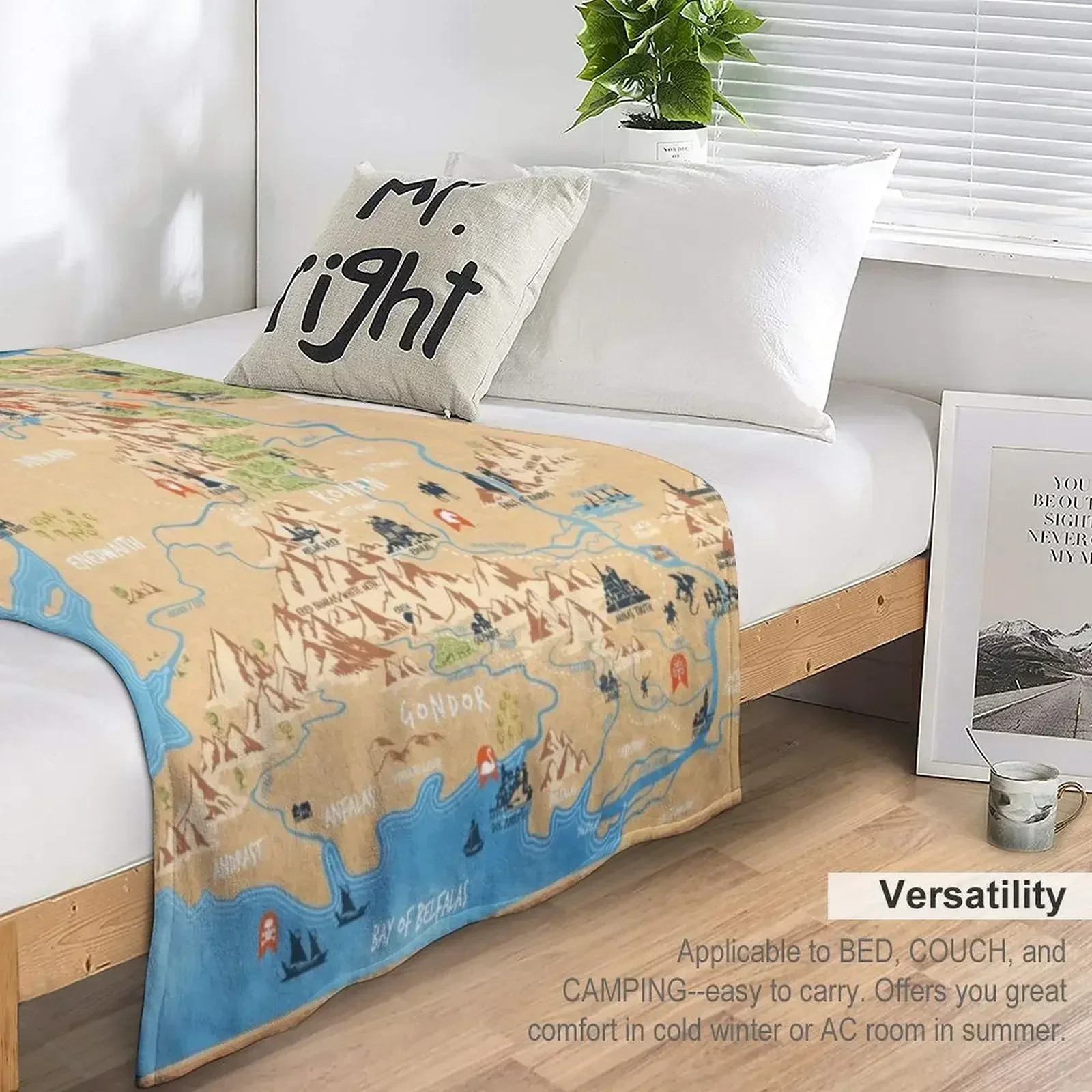 Дж.Р.Р. Толкин - карта Ближней Земли простые иллюстрации со значками плед мягкие