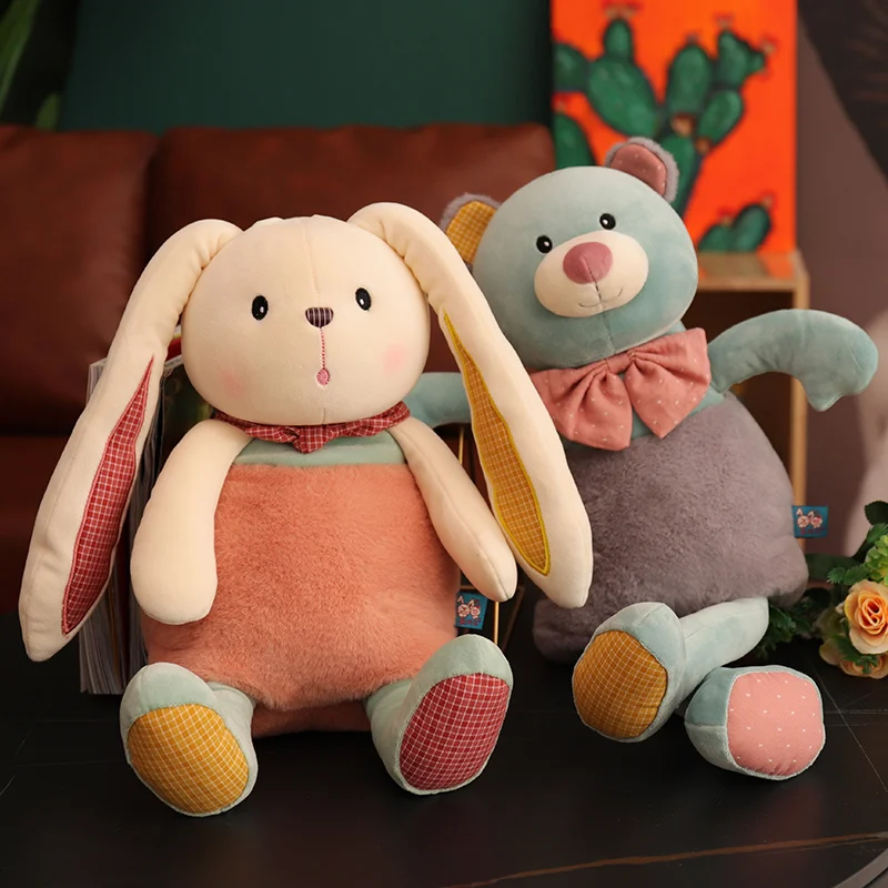 

Rabbit Doll Pillow Soft Plush Toys Long Ears Bunny&Bear Appease Toy For Kids Stuffed Animal Sleeping Mate Toys Wedding Oranment