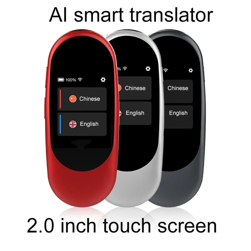 AI Smart Translator With 2.0 inch Touch Display Multilingual Translation Device Voice Dictation Intercom Google Translator Sale