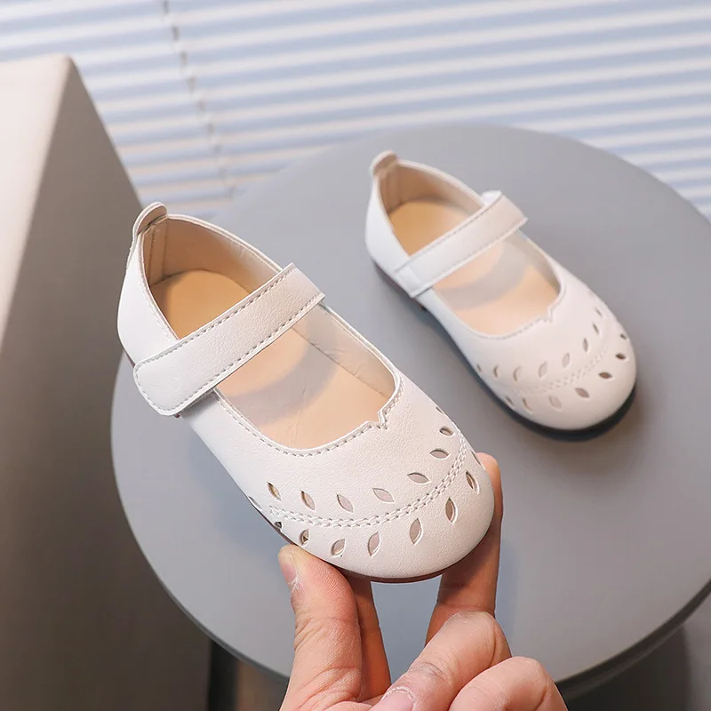 

Girls Leather Shoes for Party Wedding Kids Mary Janes Shoes Children Hollow Performance Shoes Simple Non-slip Flats Breatheable