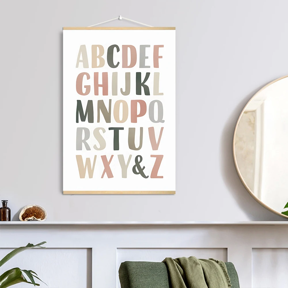 Обучающие постеры из цельного дерева цифры алфавита формы цвета прокрутки