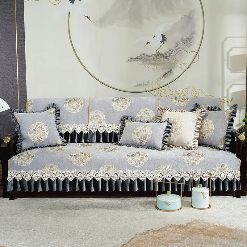 

AI WINSURE Sofa Covers 1 2 3 seater Vintage lace Leather Couch Cover Chenille Armchair Recliner Slipcover Furniture Protector