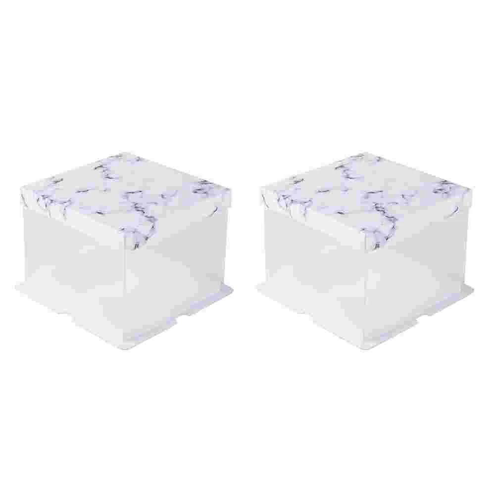 

2Pcs Decorative Cake Boxes Birthday Cake Containers Cake Packing Containers