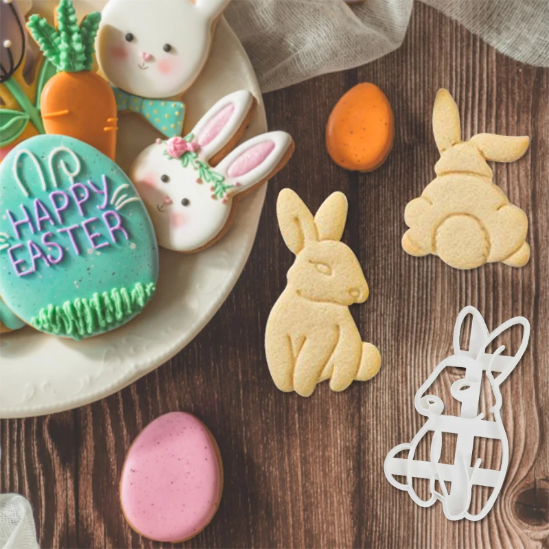 

1pc Easter Bunny Cookie Embossed Mold Biscuit Cookie Cutter DIY Baking Tools Pastry and Bakery Accessories Happy Easter Party