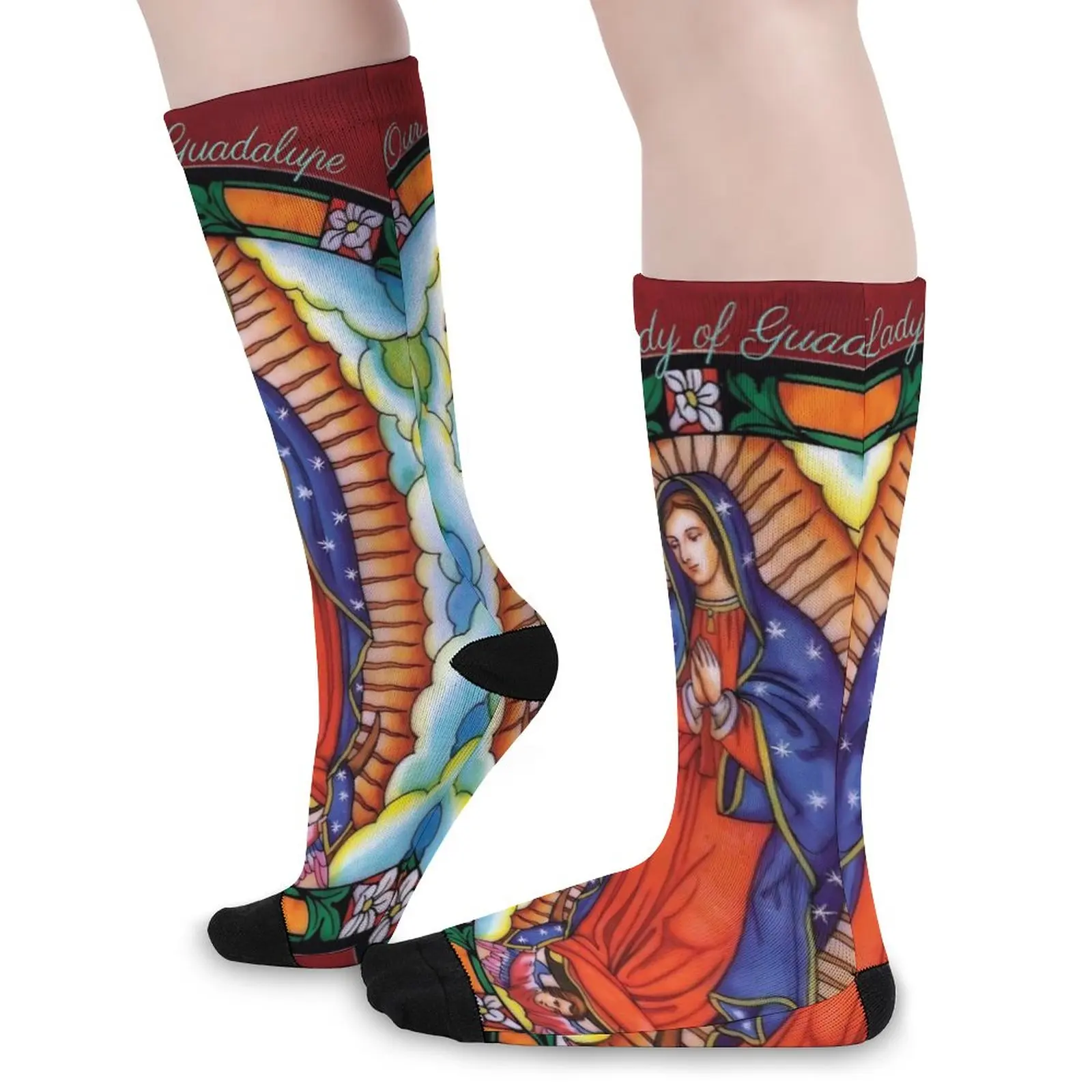 

Чулки наш леди Гуадалупе, парные носки Богородицы, дышащие корейские носки, уличные нескользящие носки с узором, подарок