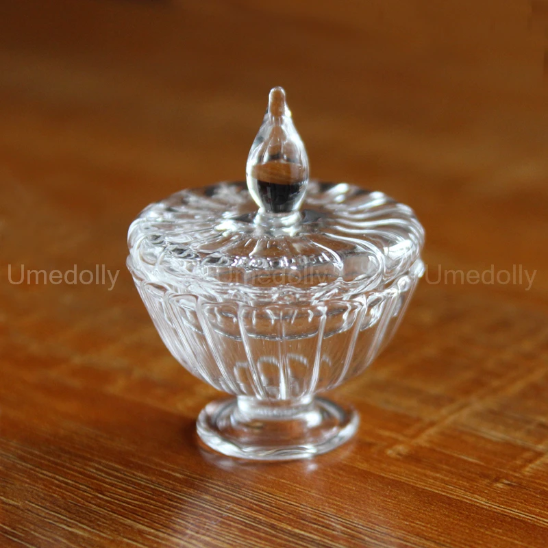 1 шт. миниатюрный стеклянный поднос для кукольного домика с крышкой 1/12 градусов |