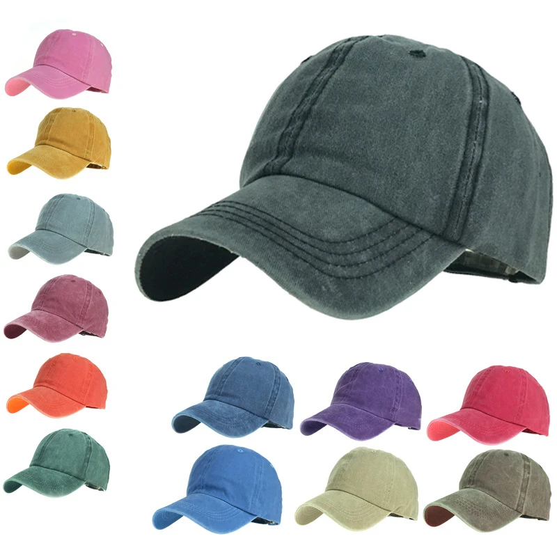 

New Unisex Cap Plain Color Washed Cotton Baseball Cap Men & Women Casual Adjustable Outdoor Trucker Snapback Hats Dropshipping