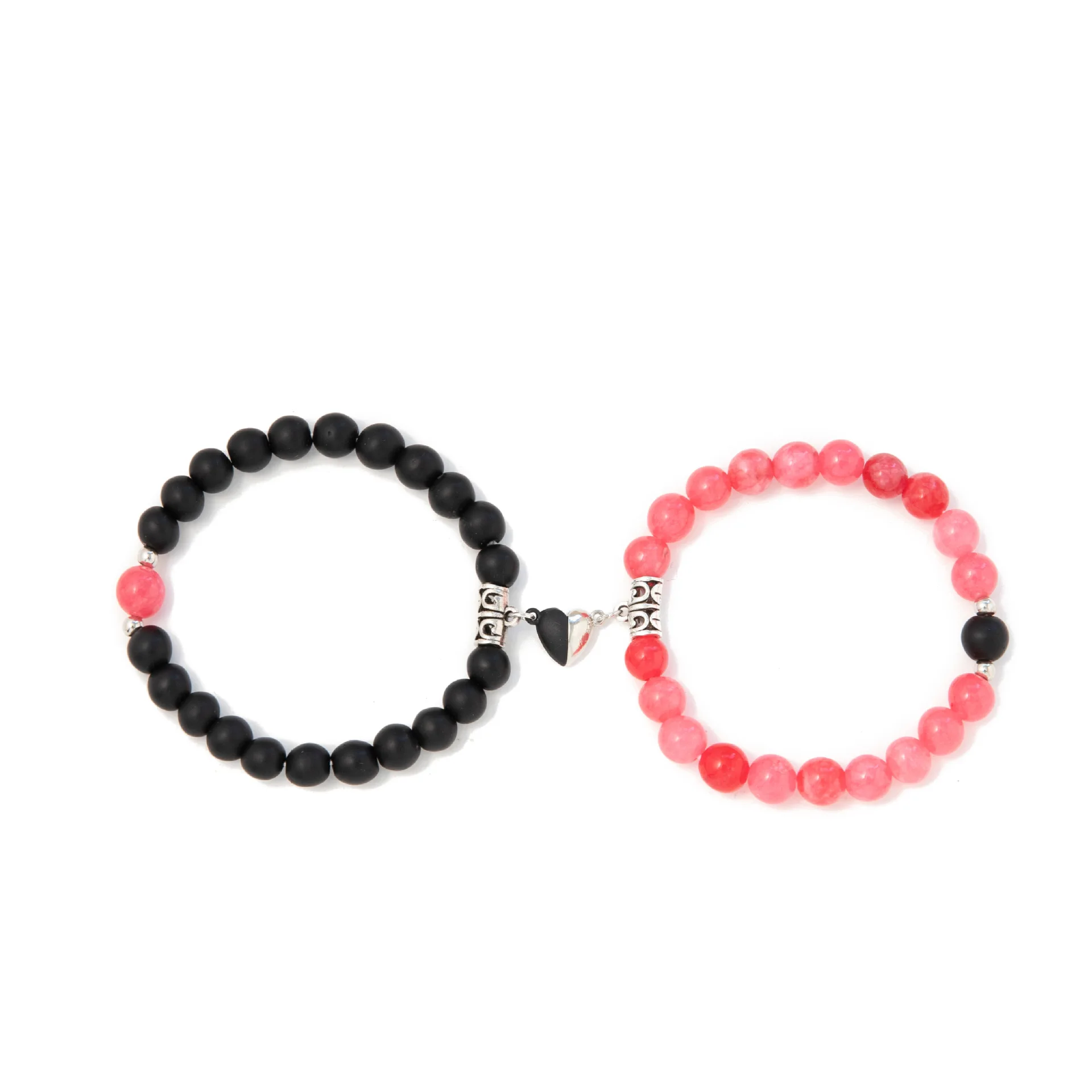 

Hot Sale 2Pcs/Set Beads Bracelet For Lovers Natural Stone Distance Heart Magnet Couple Bracelets Friendship Fashion Jewelry Gift