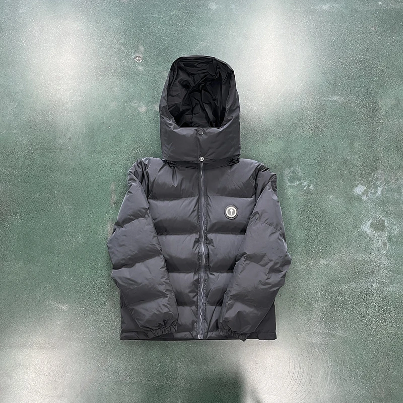 

TOP NEW Trapstar London Detachable Hooded Puffer Jacket Men 1:1 Top Quality keep Warm Embroidered Winter Coat Lime Grey