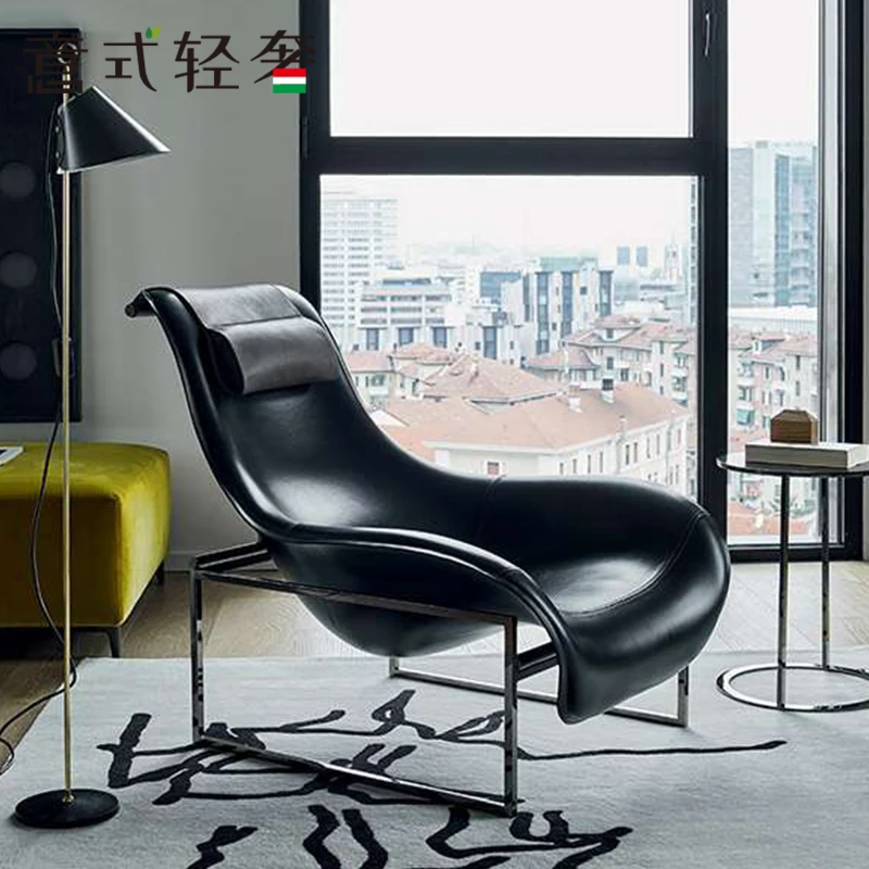 

Light luxury mansion high-end design luxury Italian furniture casual single leather hard bag sofa chair