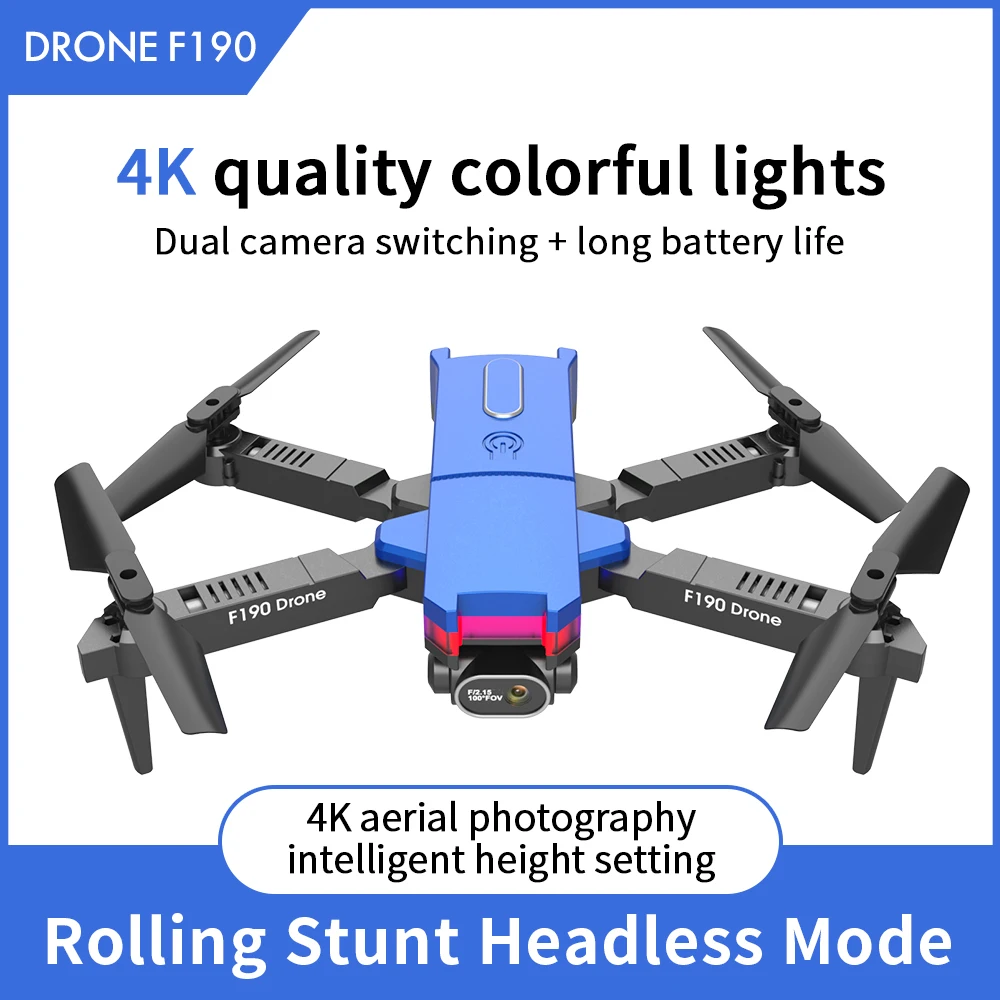 

F190 Mini aerial uav 4K dual camera small aircraft fixed height dazzling lights remote control aircraft