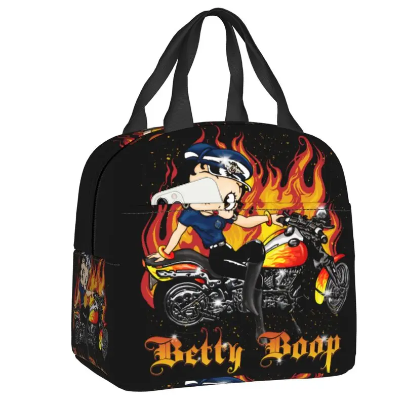 

Boop Bettys Ride Motorcycle Resuable Lunch Boxes Women Waterproof Thermal Cooler Food Insulated Lunch Bag Kids School Children