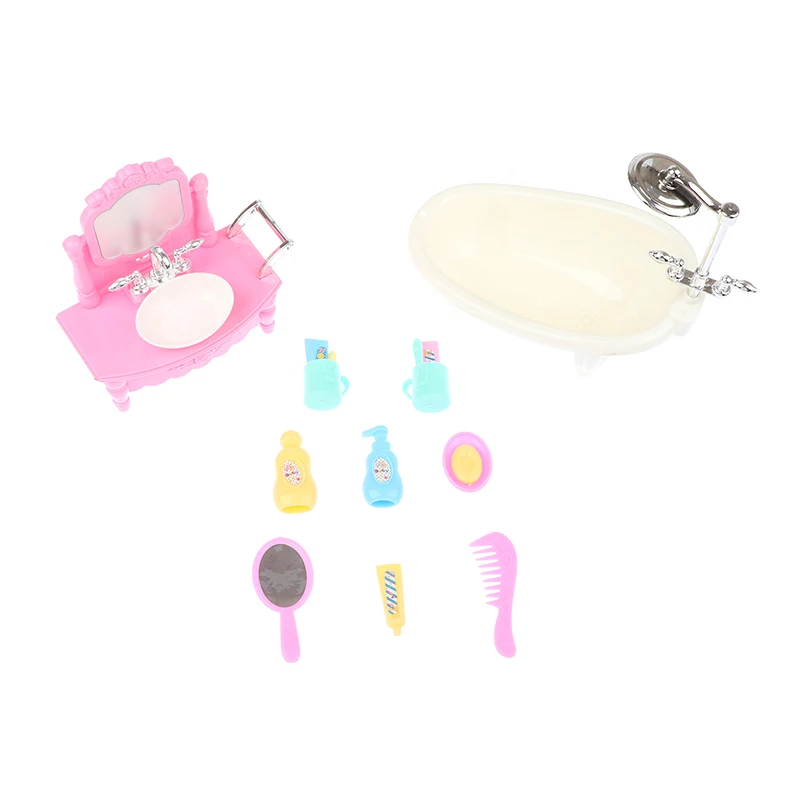 

13 шт./компл. кукольный домик, мини-комод для ванной, набор для ванной, зубная паста, зубная щетка, мыло, зеркало, декоративные игрушечные аксес...