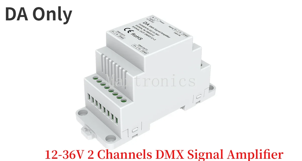 Фото Усилитель сигнала DMX512 Повторитель сигнала DMA 4-канальный DA-L 2-канальный DMA2X3 6-полосный разветвитель сигнала DMX DC12-36V для светодиодной ленты №2