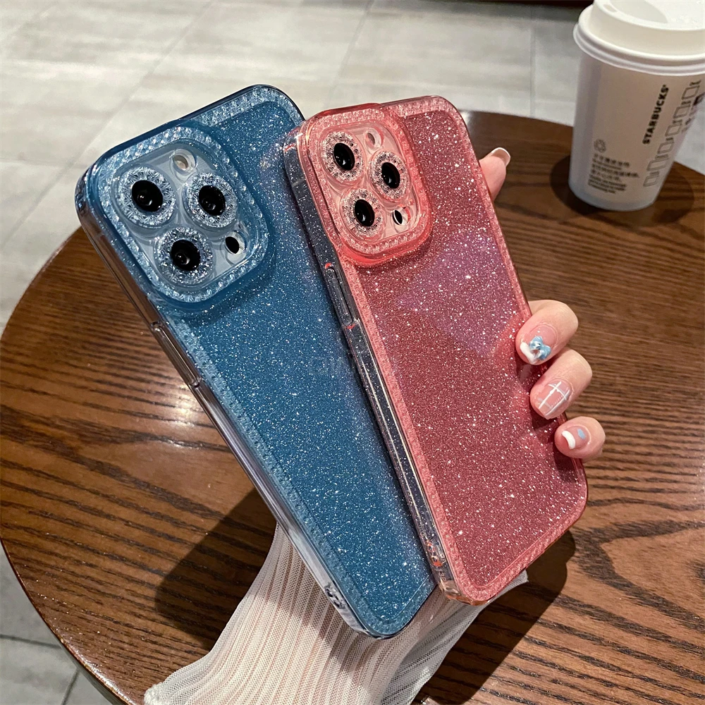 Luxury Bling Glitter Diamond Case For iPhone 13 11 12 Pro XR X XS Max 7 8 Plus Soft Transparent Shockproof Bumper Sequins Cover |