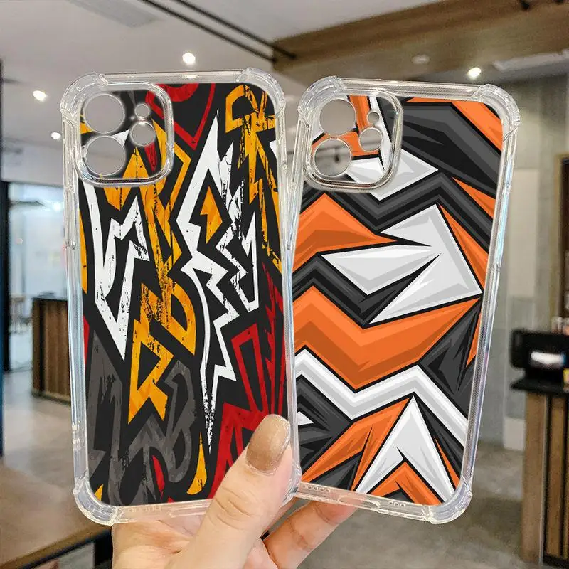 

Tech Graffiti Transparent Case For iPhone 13 SE 2020 8 Plus 11 12 13 Max Pro Mini 7 7P 6 6s X Xr Xs Zl4v Stand Cartoon PU Funda