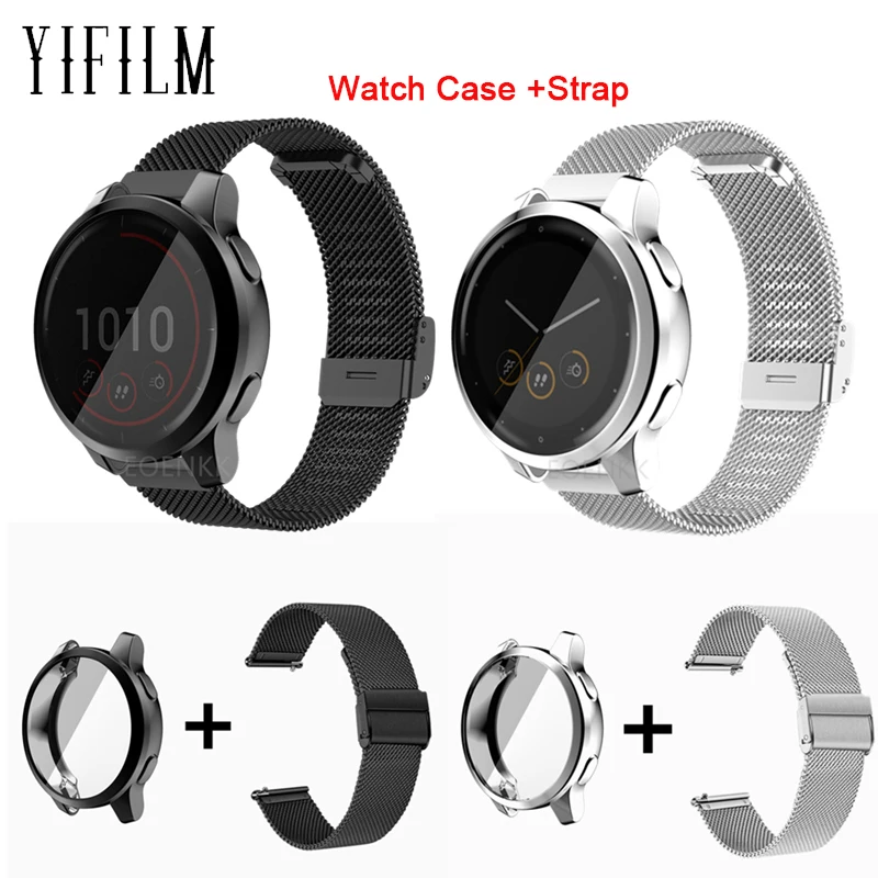 

TPU Case + Watch Strap For Garmin Vivoactive 4S 4 3 Music/Venu 2 2S Replacement Wristband Metal Bracelet Protective Cover Shell