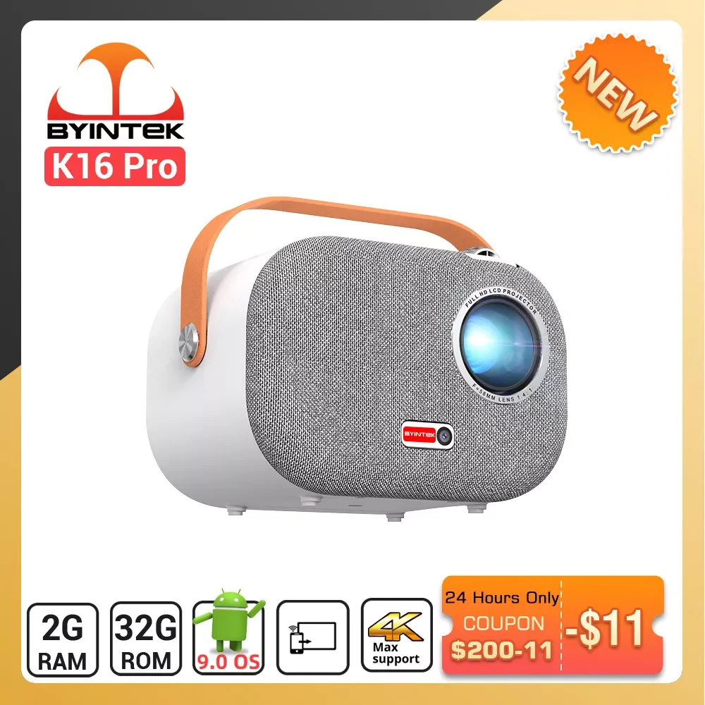

NEW2023 K16 Portable Full 1920*1080P 4K LCD Smart Android 9.0 Wifi LED Video Home Theater 1080P Projector for Smartphone