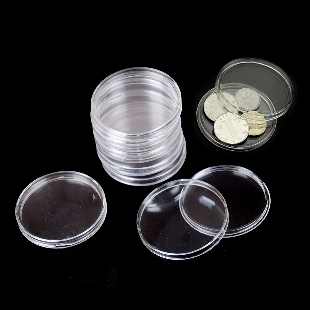 

10Pcs/Lot 50mm Transparent Plastic Coin Holder Coins Collecting Box Case for Coins Storage Capsules Protection Boxes Container