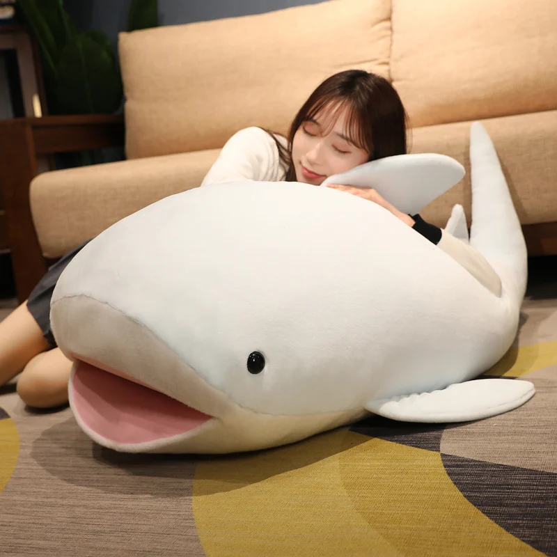 

120cm Giant Open Mouth Whale Plush Toy Ocean Sea Animal Stuffed Doll Huggable Shark Soft Pillow Floor Mat Kids Baby Girls Gift