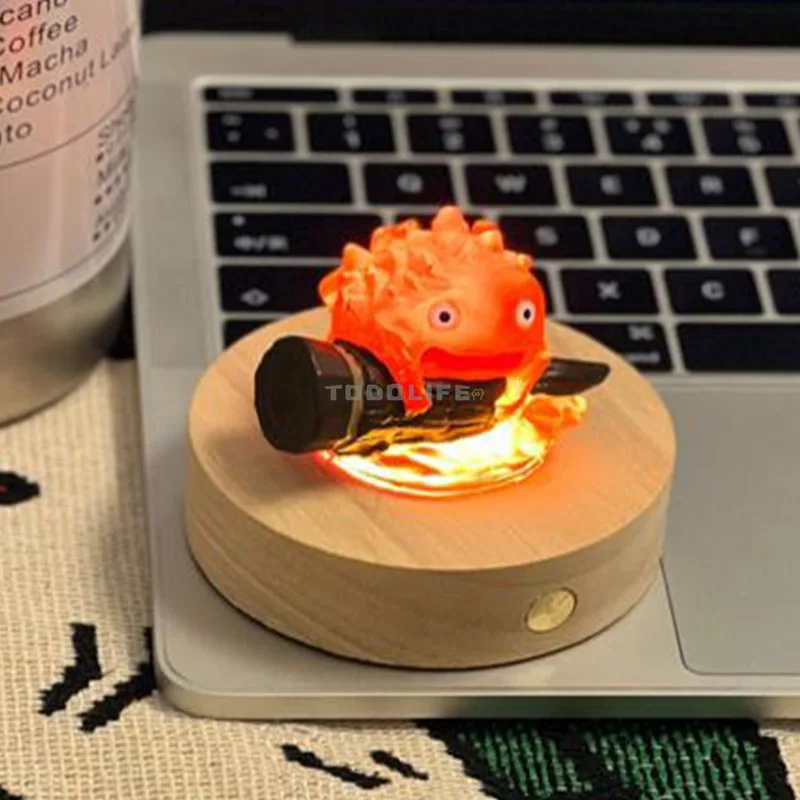 

Lucifer Flame Light Lamp Moving Castle Anime Movie Peripheral Products Flameless Candle Home Decoration Figurine Children Gifts