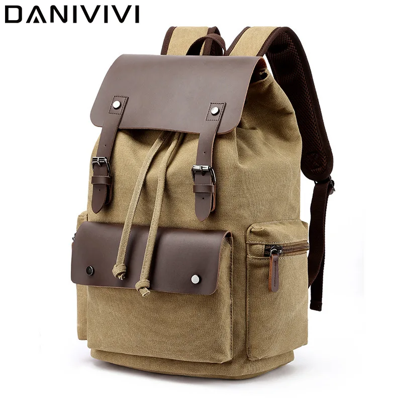 Vintage Canvas Backpack Large Capacity Male Travel Rucksack Solid Color Schoolbag for Teenages Girls Dropshipping Backpack