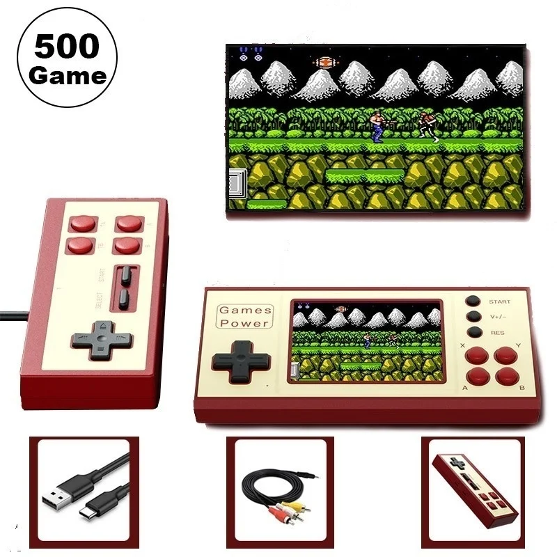 

Built-in 500 Games Handheld Game Console Retro Portable Video Game With Gamepad Support Av Output 3.2 Inch Mini Gaming Player