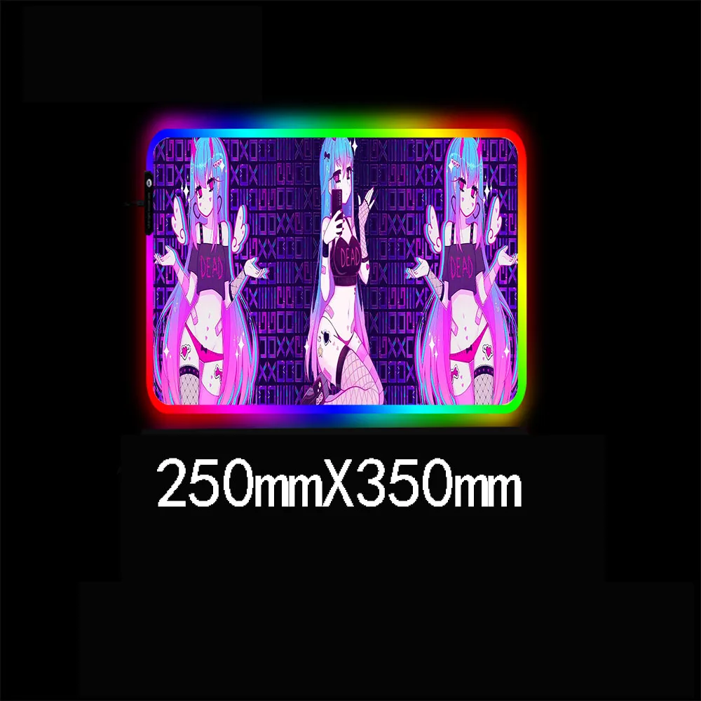 moneko anime game mouse pad rgb mini laptop keyboard pad lock dsek mat led color light mouse pad xxl gamer gaming accessories free global shipping