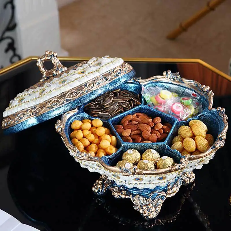 

Поднос для сушеных фруктов со встроенными бриллиантами, шестиярусная сетка с крышкой, украшение для дома, конфеты, конфеты, коробка