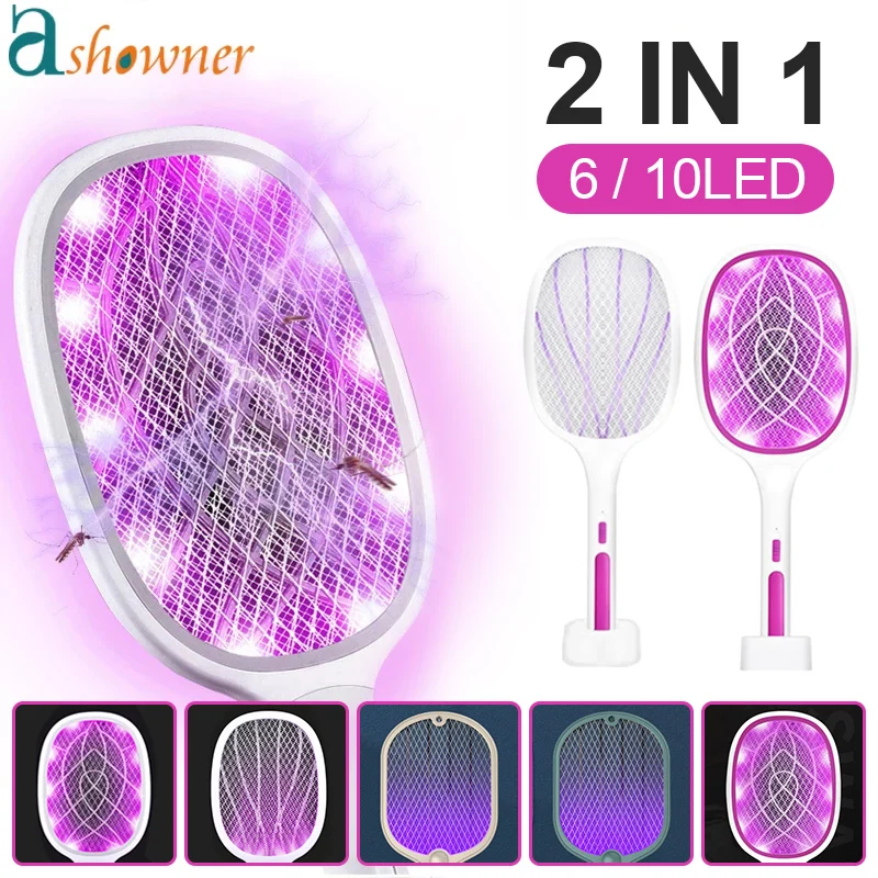 3000V Electric Flies Swatter Killer Mosquito Killer Lamp With UV USB Rechargeable Mosquito Trap Racket Anti Insect Bug Zapper