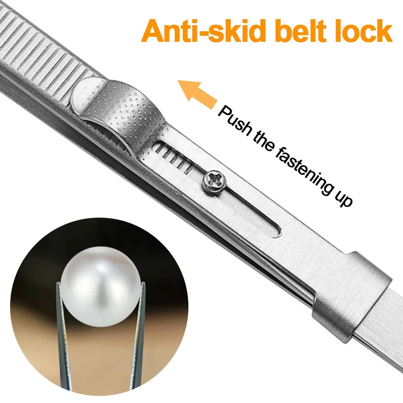 Tweezers Stainless Steel Adjustable Slide Lock Antistatic Jewelry Making Tool For Electronic Component Repair
