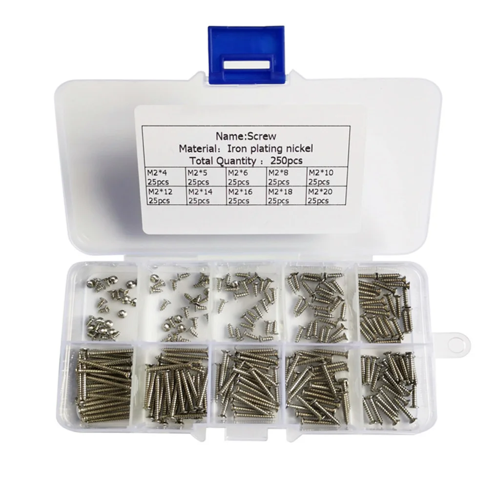 

250pcs/box Screw Set Countersunk Head Screws Anti-corrosion Portable Repair Accessories, Black