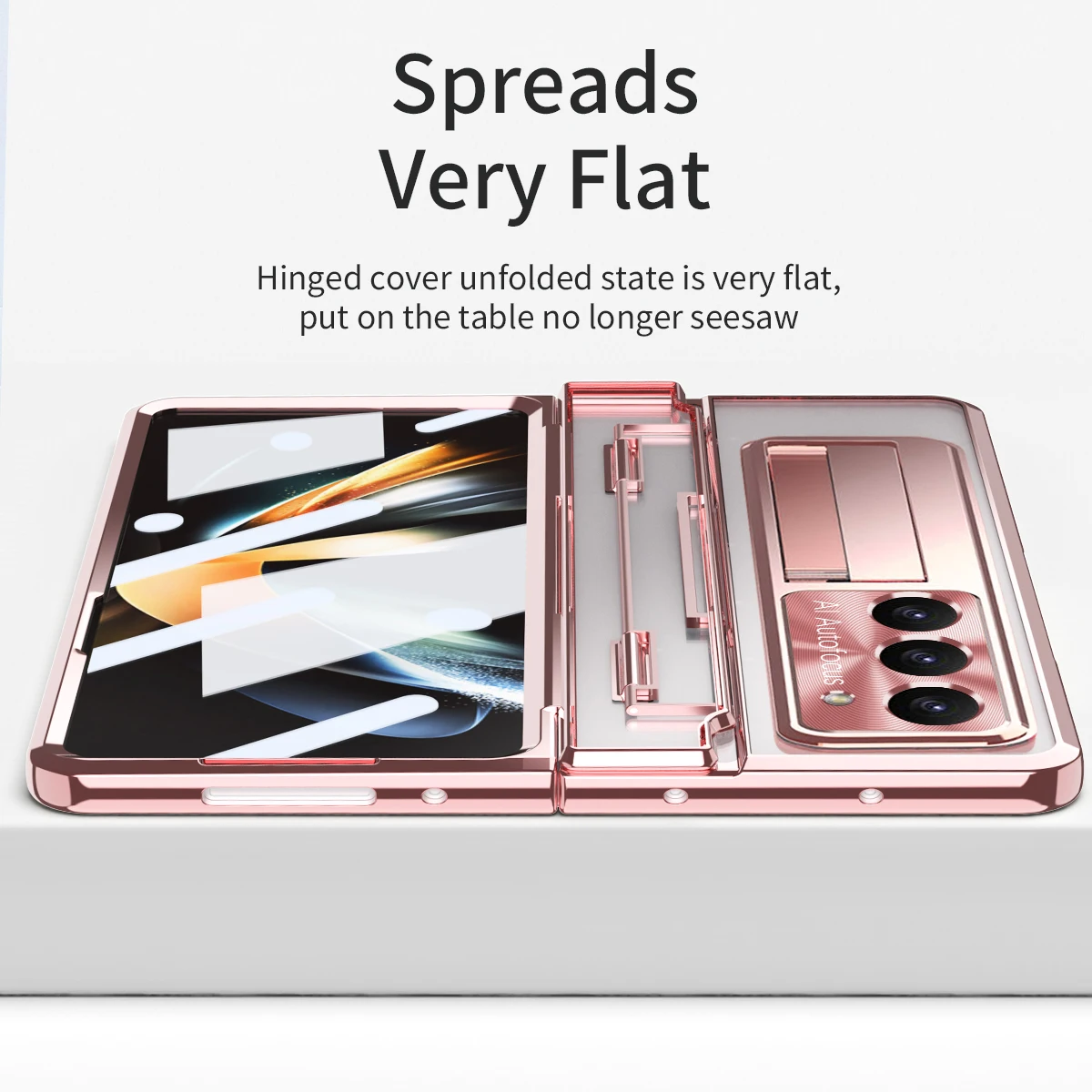 Luxury Shell Film Integrated Hinge Folding Phone Case For Samsung Galaxy Z Fold 5 Anti-bump Transparent Folding Protective Cover