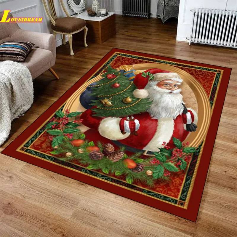 christmas happy new year Rug Carpet Palace Individuality Interesting Rectangular Rug for Living Room Bedroom Mat Large Floor Mat