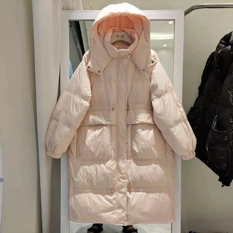 

Windproof Winter Hooded Down Cotton Jacket 2021 Loose Big Pocket Women Snow Clothes Warm Female Long Parka Overcoat