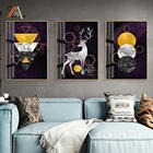 Абстрактная Картина на холсте с изображением золотых оленей, скандинавские постеры и принты для гостиной, современное домашнее украшение, настенные картины