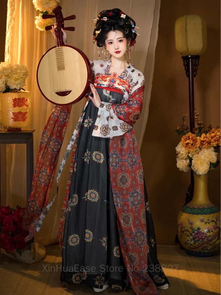 Оригинальное китайское платье ханьфу женское старое Тан восстановленная длина