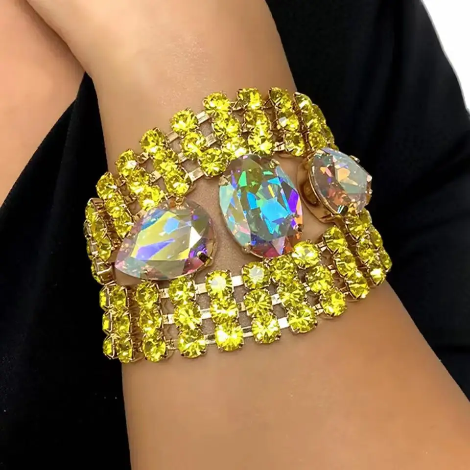 

Fashion Geometric Multilayer Rhinestones Bracelet & Bangles For Women Crystal Cuff Bracelets Weddings Jewelry Accessories