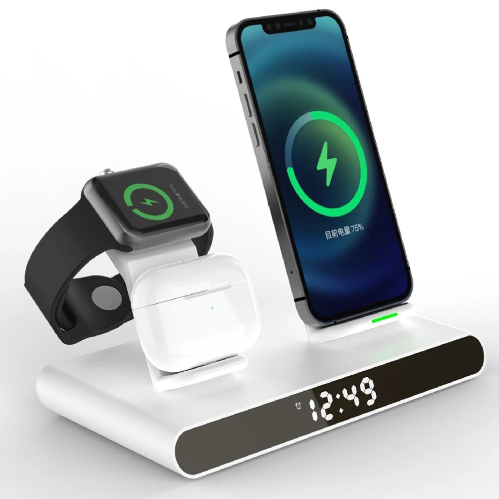 3 in 1 wireless charger for iphone 13 12 11 xs mini pro max iwatch airpods qi fast charging dock station wireless chargers stand free global shipping