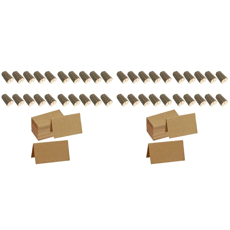 

120 Pcs Rustic Wood Place Card Holders Wooden Table Numbers Holder Stand Wooden Bark Memo Holder Card Picture Note Clip