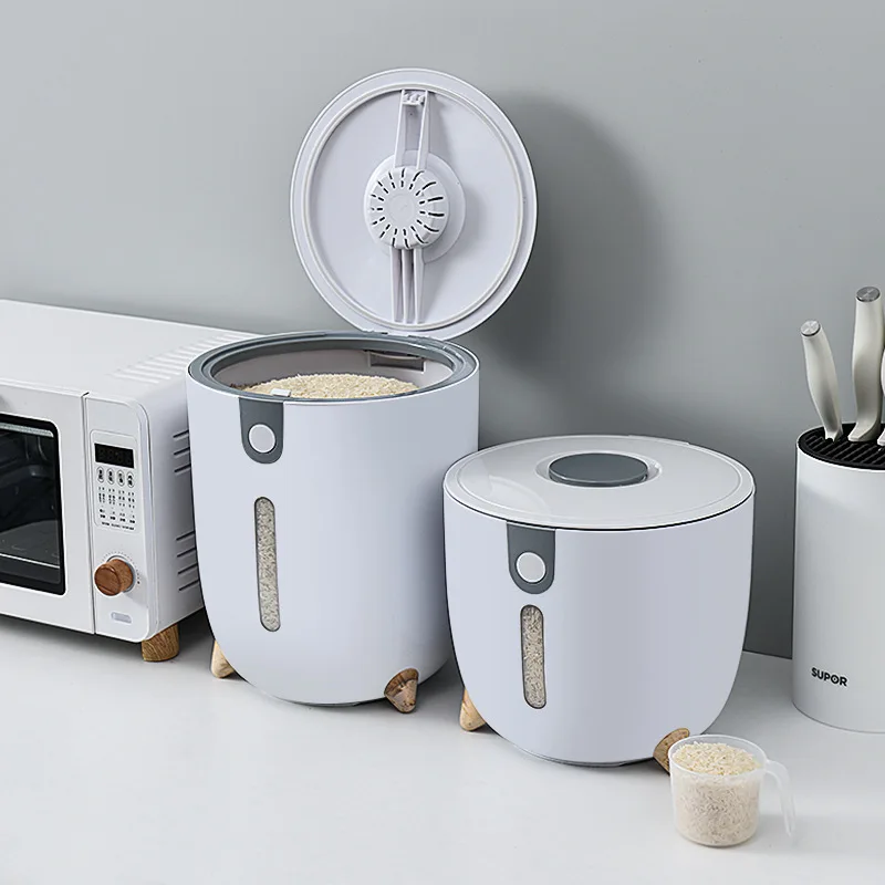 

10KG Kitchen Storage Rice Box Collection Bucket Insect-Proof Moisture-Proof Sealed Rice Cylinder Grain Food Household Tank