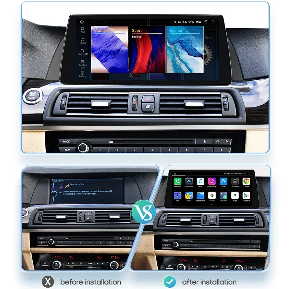 Фото 10.33 7862 Автомагнитола с AI-системами CarPlay и Android Auto для BMW 5 серии F10 F11 F12 CIC NBT, GPS-мультимедийный плеер, стерео-головное устройство №3