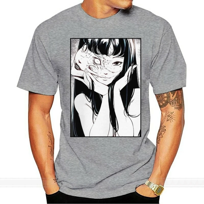 

Футболки в стиле японского аниме футболки из 100% хлопка Men Junji Ito, короткие мужские уличные футболки в стиле ужасов манга, унисекс, мужская одежда