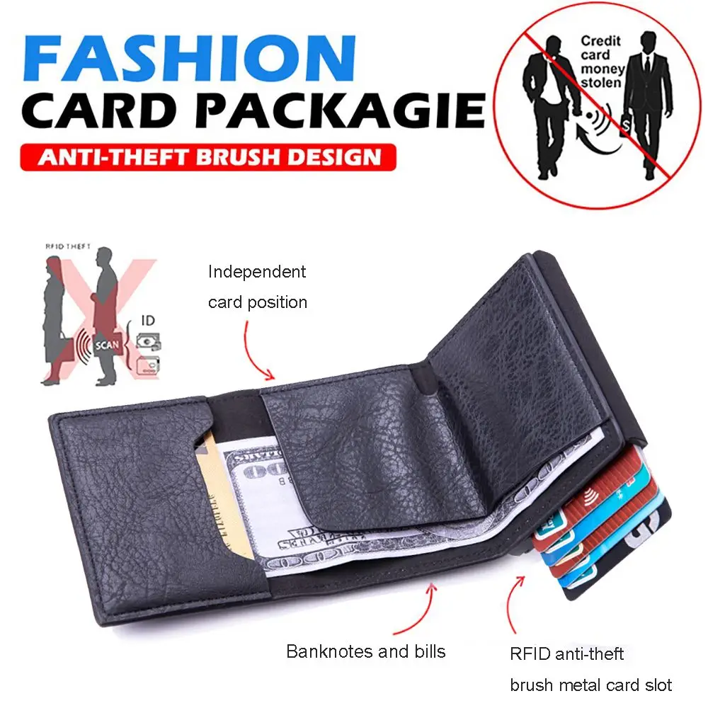 2023 Credit Card Holder Wallet Men Women RFID Aluminium Box Cases Bank Cardholder Case Vintage Leather Wallets with Money Clips