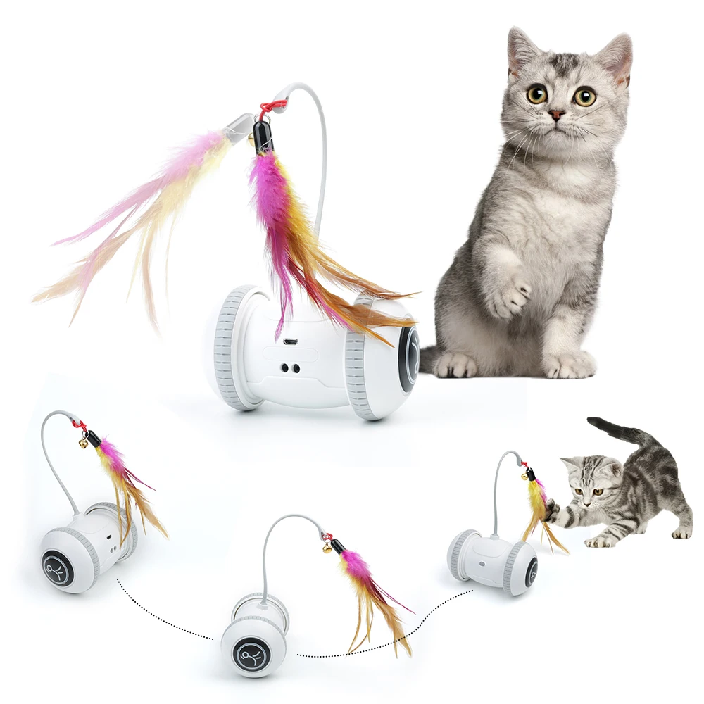 

Self-Playing Kitten Toys for Pets USB Rechargeable Automatic Sensor Cat Toy Smart Robotic Interactive Electronic Feather Teaser