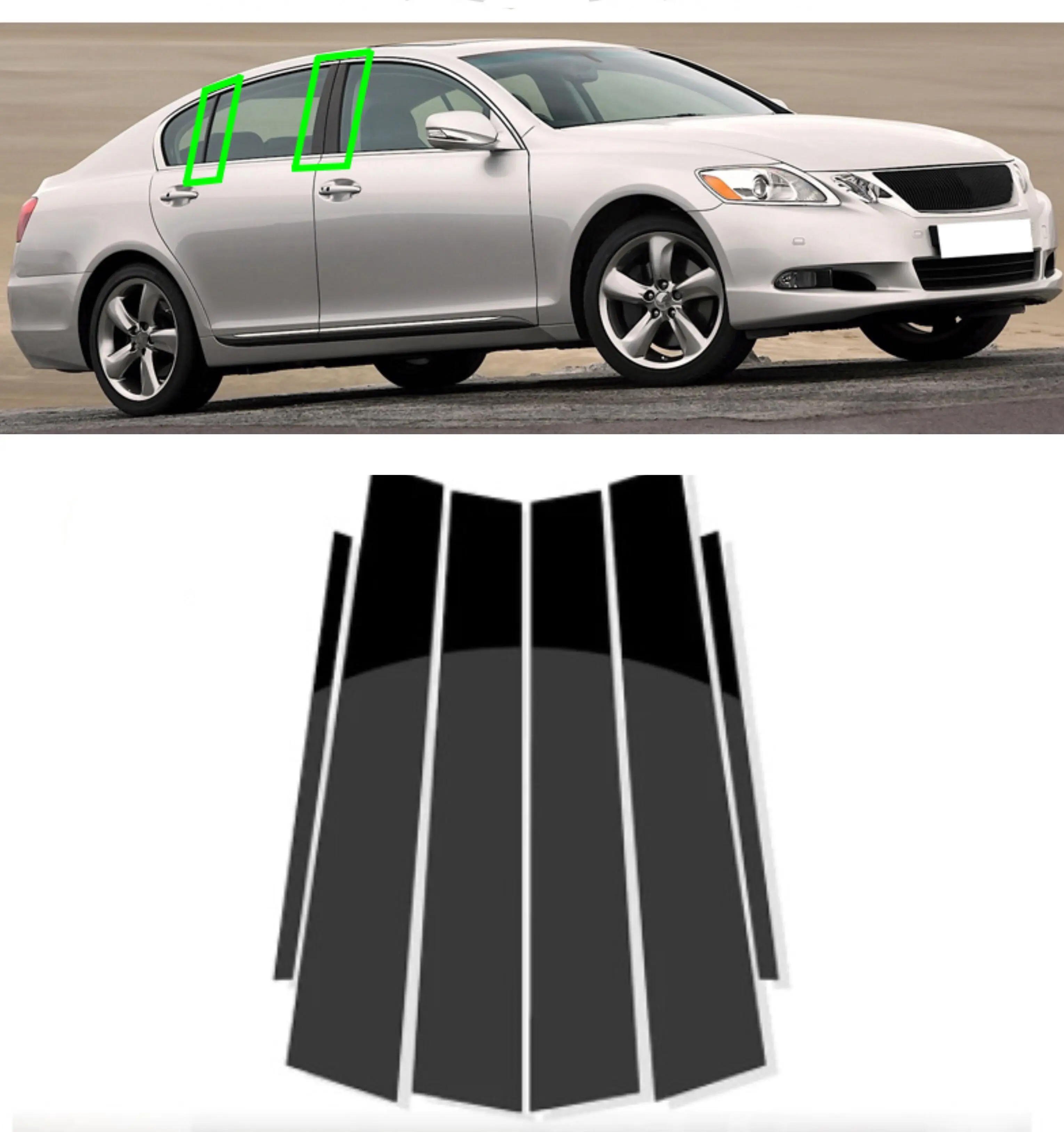 

6 шт., наклейки на дверные стойки, оконные стойки, наклейки для Lexus GS 2006 2007 2008 2009 2010 2011, аксессуары, автозапчасти