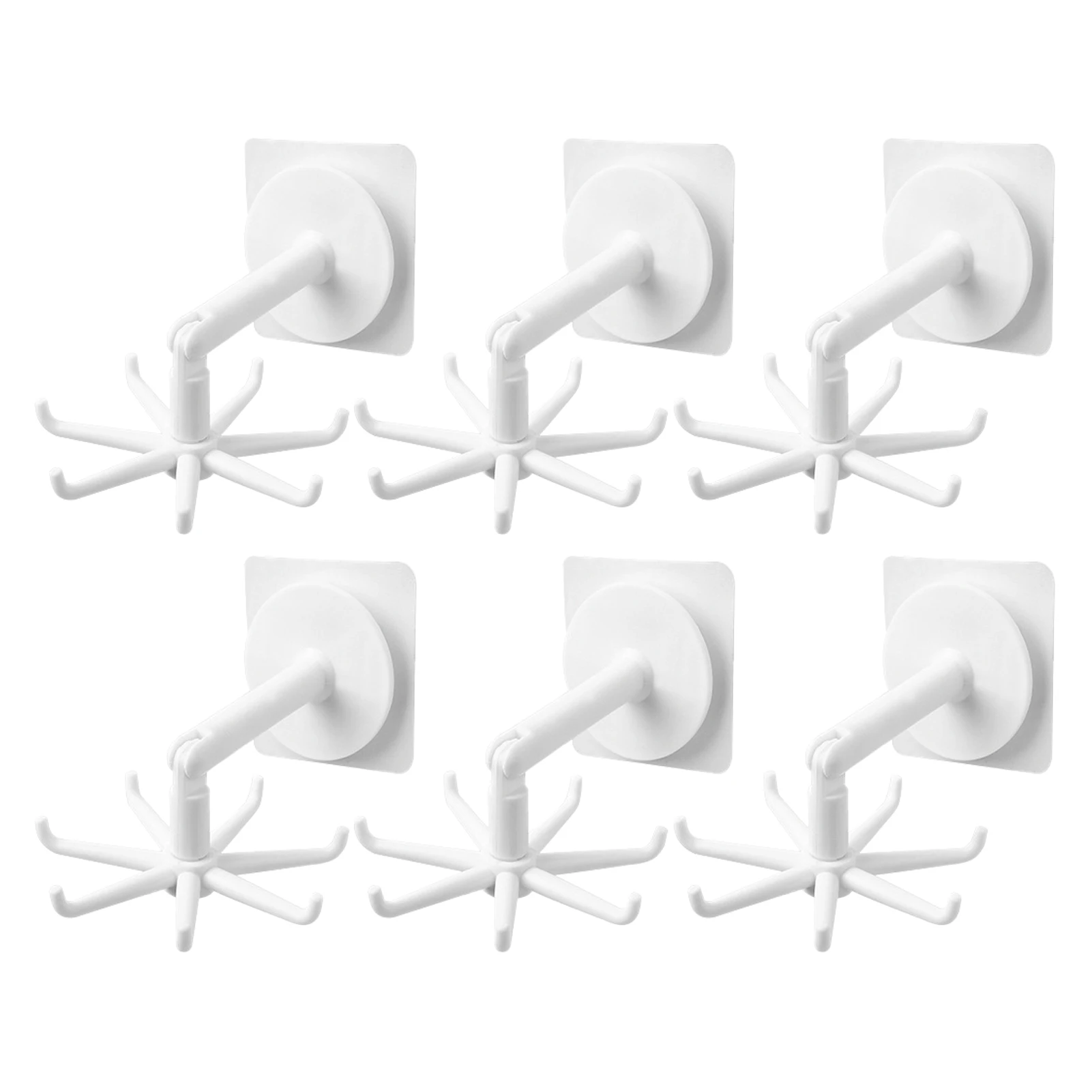 

6pcs Keys Self Adhesive Bathroom Nail-free 360 Degree Rotating Closet Hanging Utensil 180 Degrees Vertical Towels Kitchen Hooks