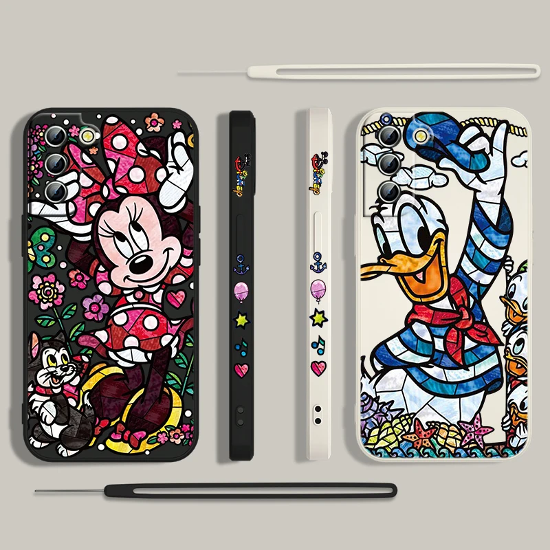 Чехол Дональд Дак и Минни Микки для Samsung Galaxy S24 S23 S22 S21 S20 Pro FE Plus ультра жидкий левый
