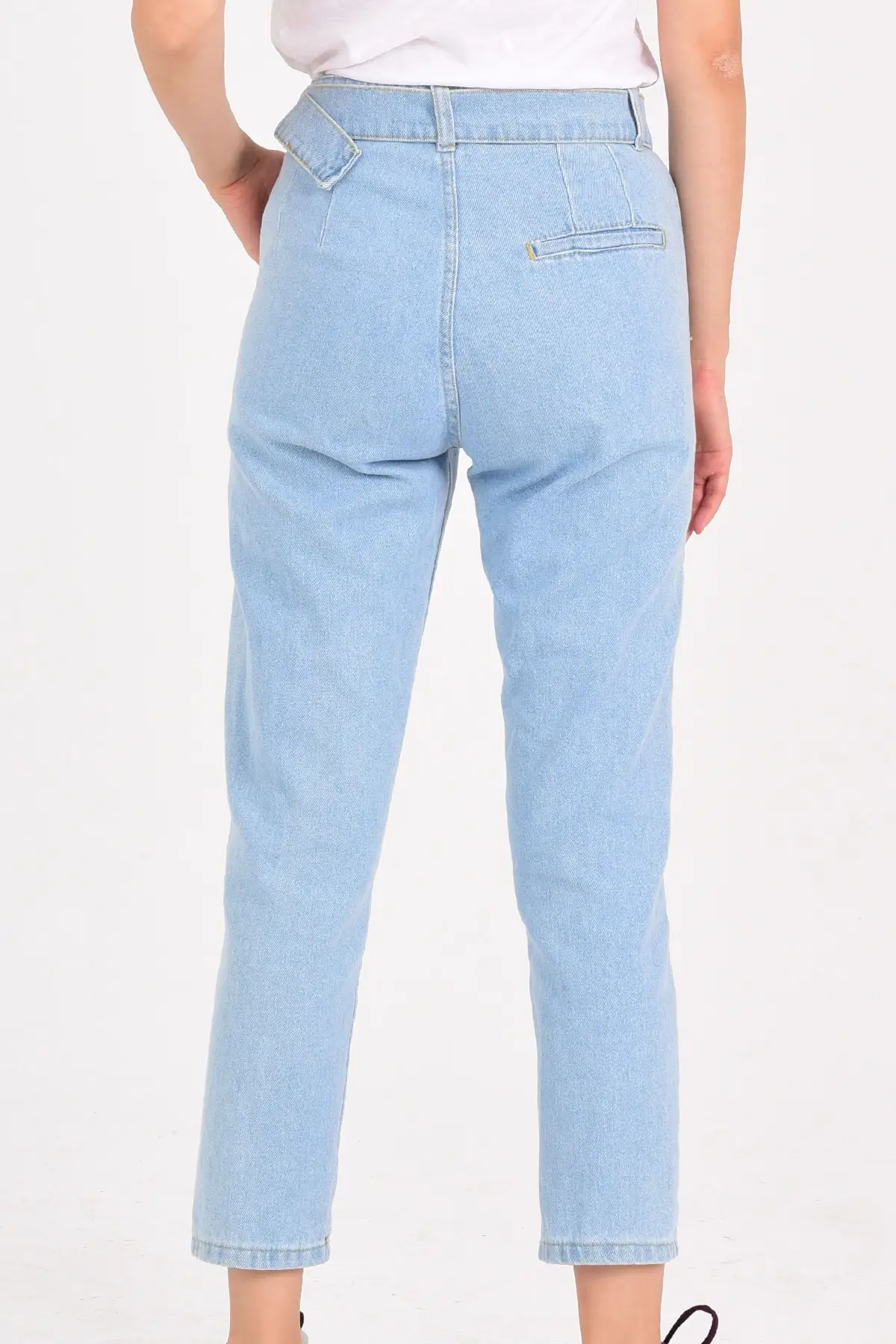 

Arched handle Ice Blue Jeans High Waist Pants Women's Islamic Clothing Pants